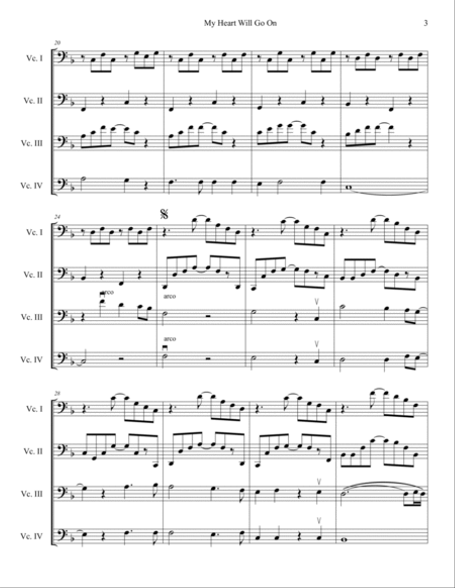 My Heart Will Go On (love Theme From 'titanic') String Quartet scores gallery preview page 3