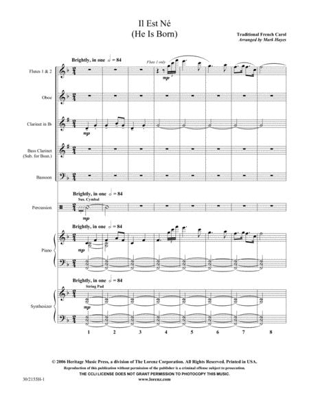 Il Est Né (He Is Born) - Woodwinds and Percussion Score and Parts
