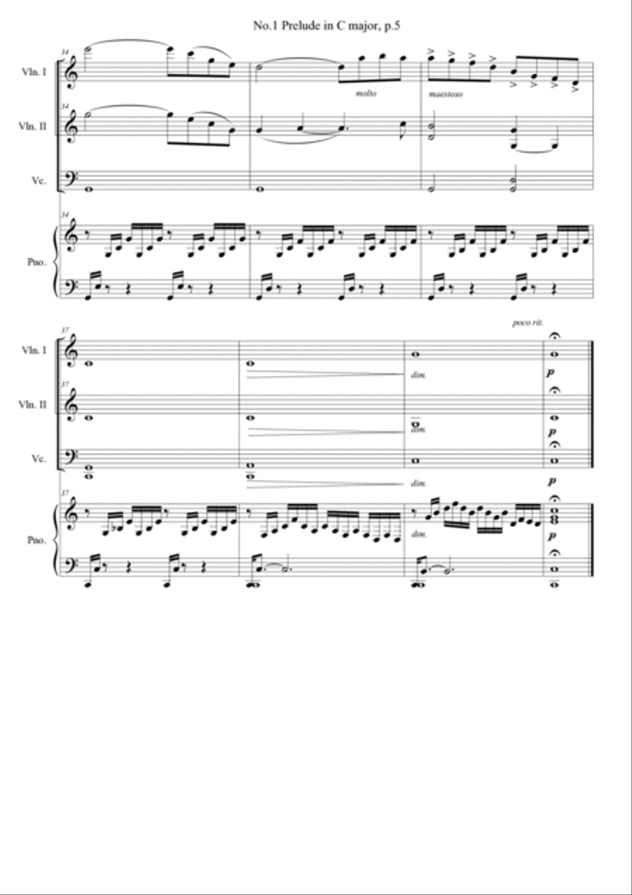 Bach Prelude in C major for 1vn,2vc,pno Piano Trio scores gallery preview page 5