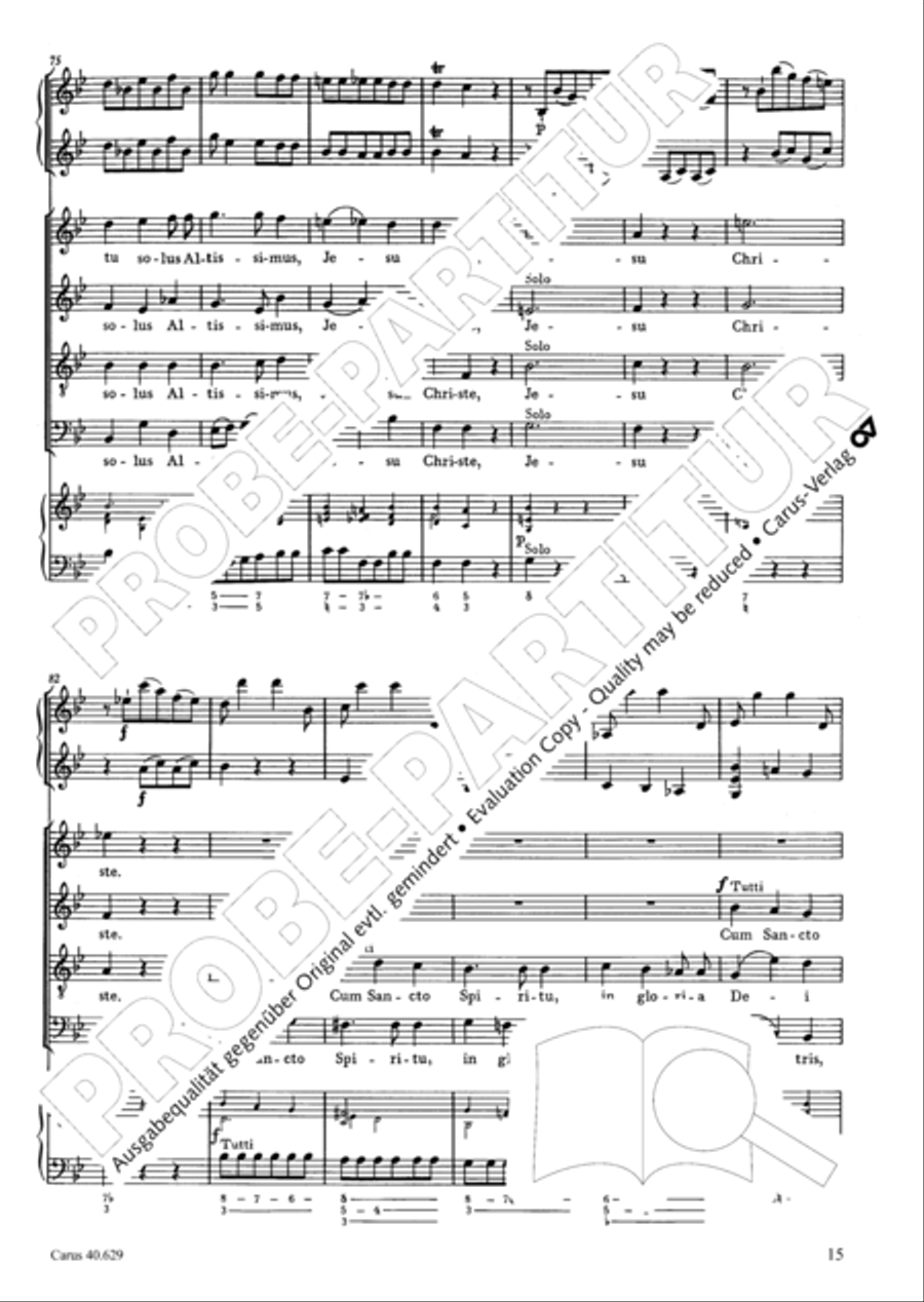 Missa brevis in B flat major 4-Part scores gallery preview page 16