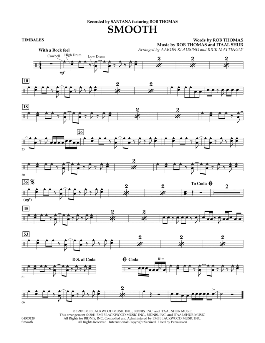 Smooth - Timbales Smooth - Timbales School and Community scores gallery preview page 1
