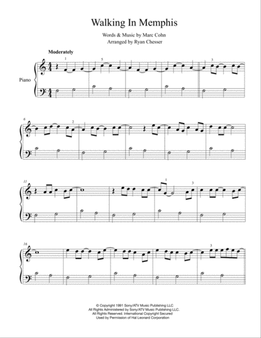 Walking In Memphis Easy Piano scores gallery preview page 2