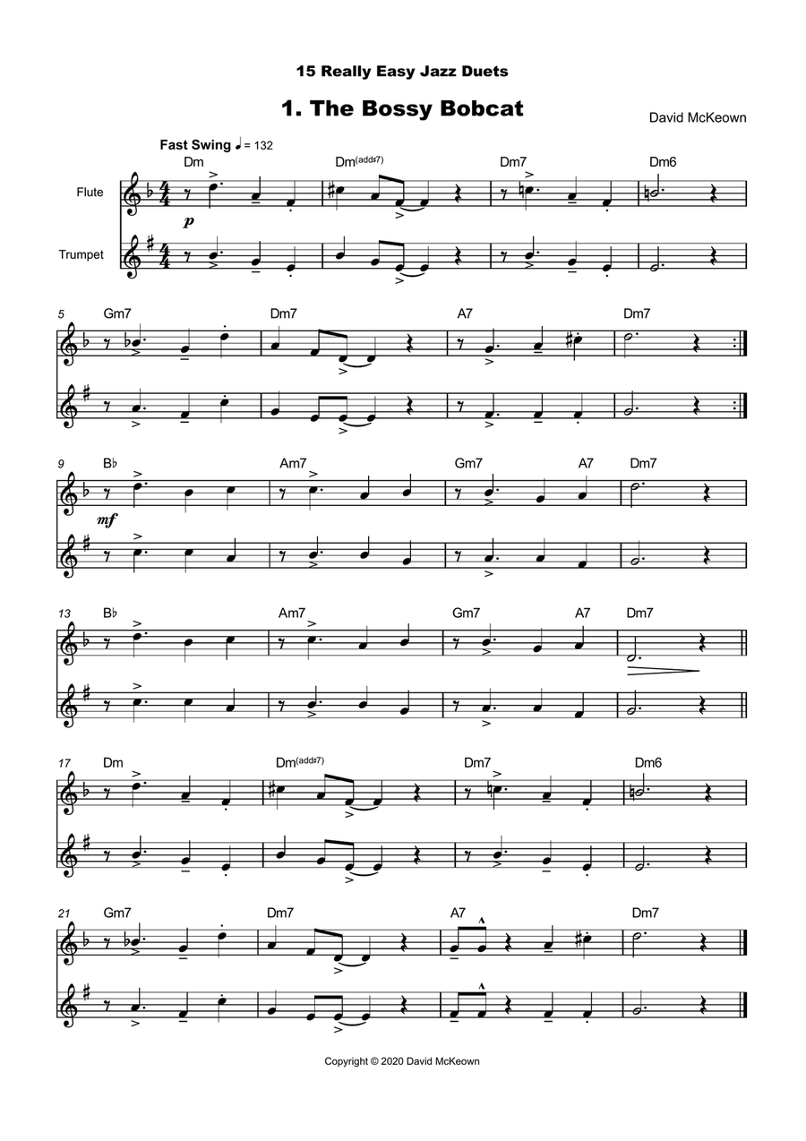 15 Really Easy Jazz Duets for Flute and Trumpet Duet Flute scores gallery preview page 2