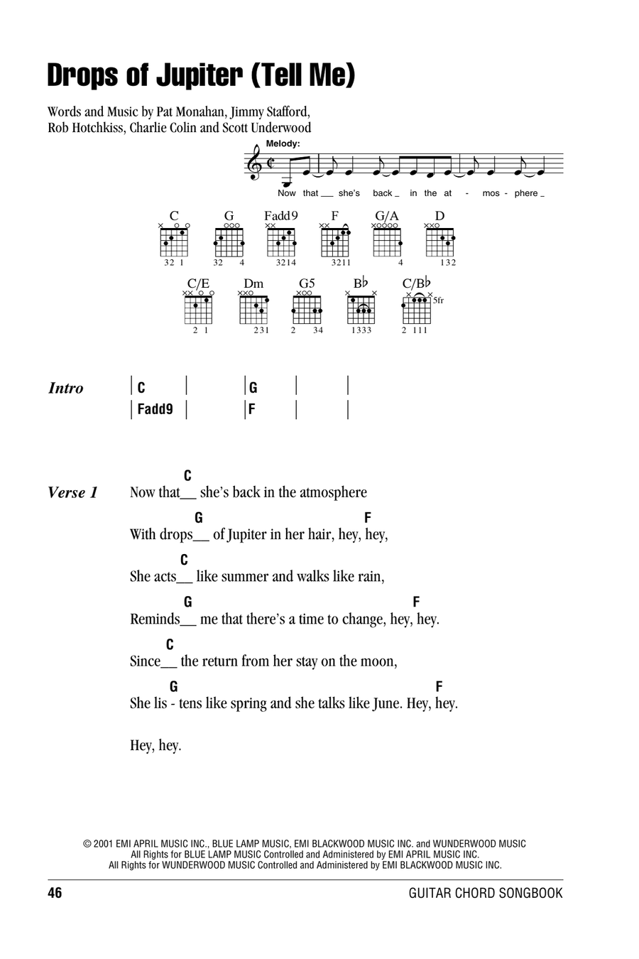 Drops Of Jupiter (Tell Me) Acoustic Guitar scores gallery preview page 1