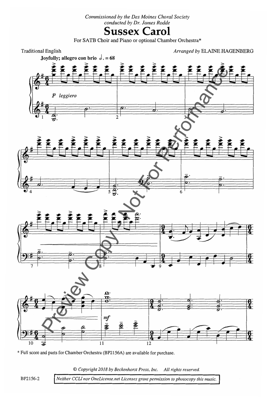 Sussex Carol - Hagenberg 4-Part scores gallery preview page 3