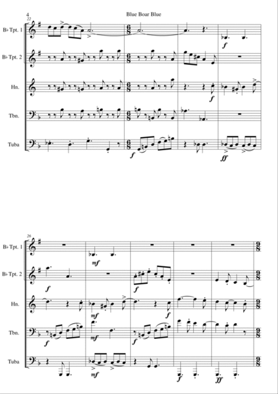Blue Boar Blue for brass quintet Brass Quintet scores gallery preview page 4
