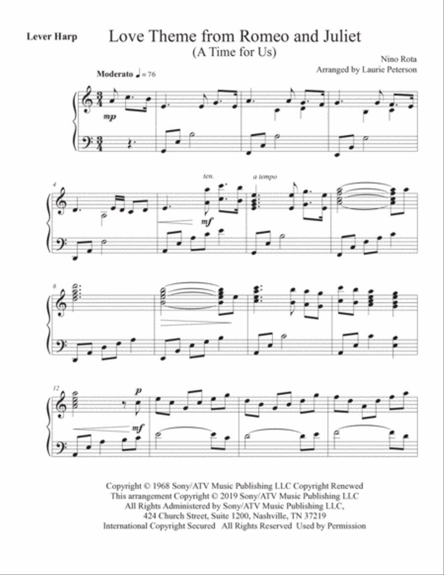 Romeo And Juliet (love Theme) Celtic Harp scores gallery preview page 2