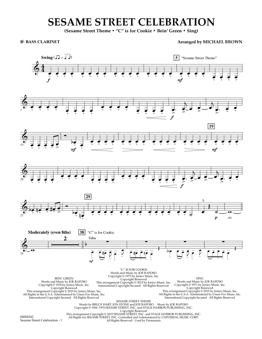 Sesame Street Celebration - Bb Bass Clarinet Bass Clarinet scores gallery preview page 1