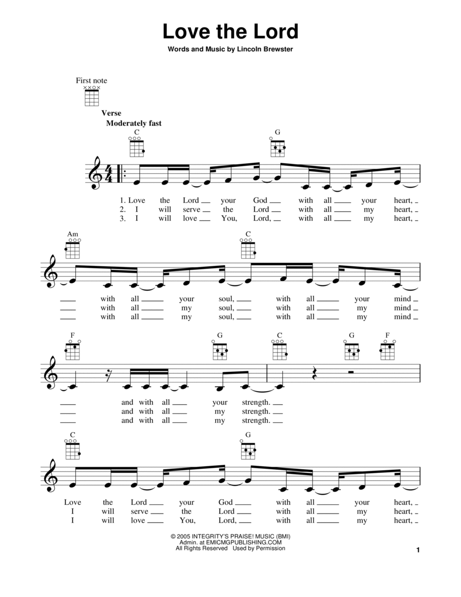Love The Lord Love The Lord Ukulele scores gallery preview page 1