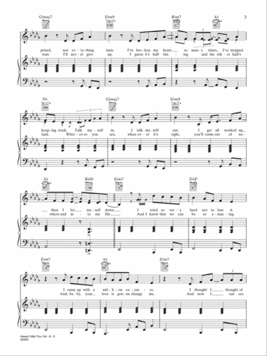 Haven't Met You Yet Piano, Vocal, Guitar scores gallery preview page 2