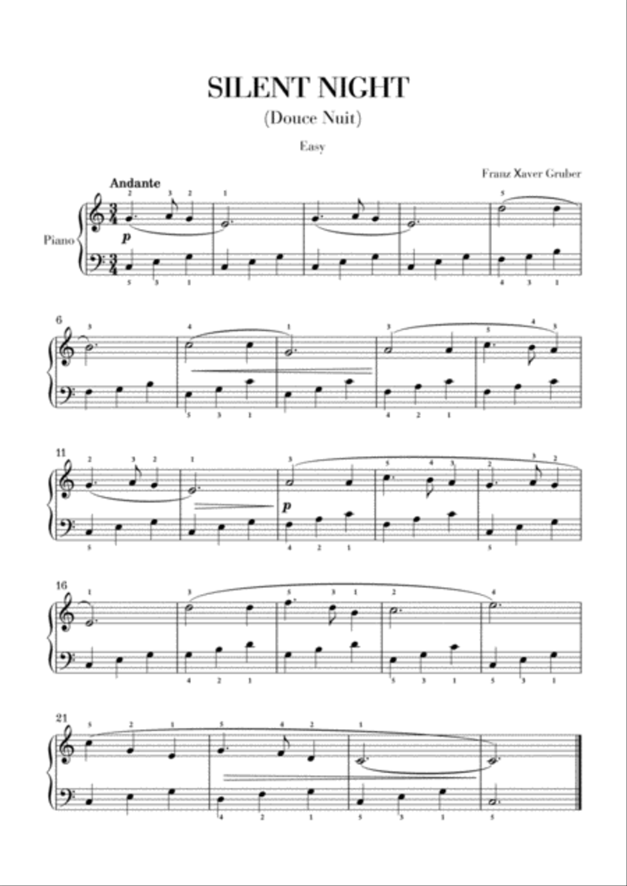 Silent Night - Easy Piano Easy Piano scores gallery preview page 1