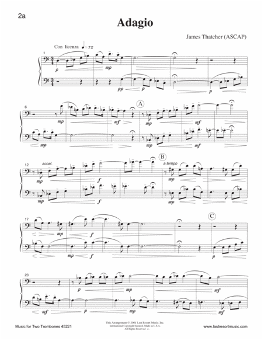 Music for Two Trombones Volume 1 Duets in a Jazzy & Classical Style 45211 Trombone Duet scores gallery preview page 6