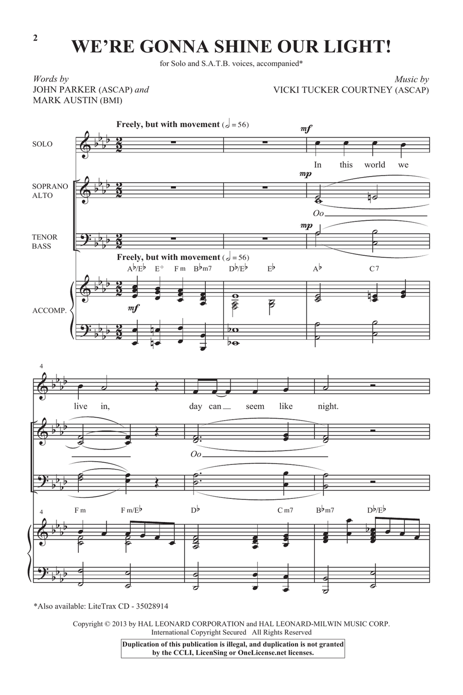 We're Gonna Shine Our Light! 4-Part scores gallery preview page 1