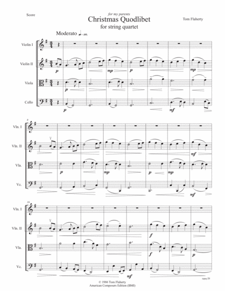 [Flaherty] Christmas Quodlibet (String Quartet)