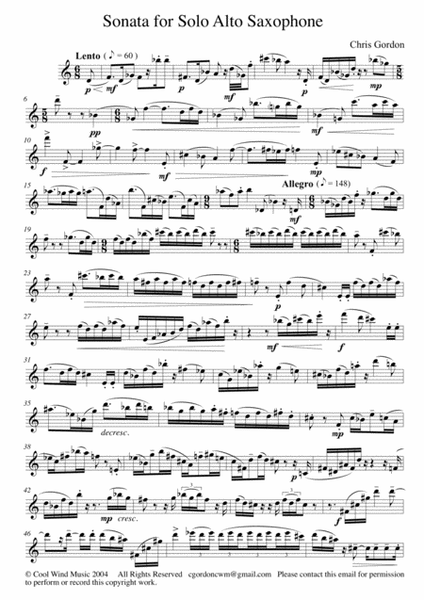 Sonata for solo alto saxophone (or solo oboe)