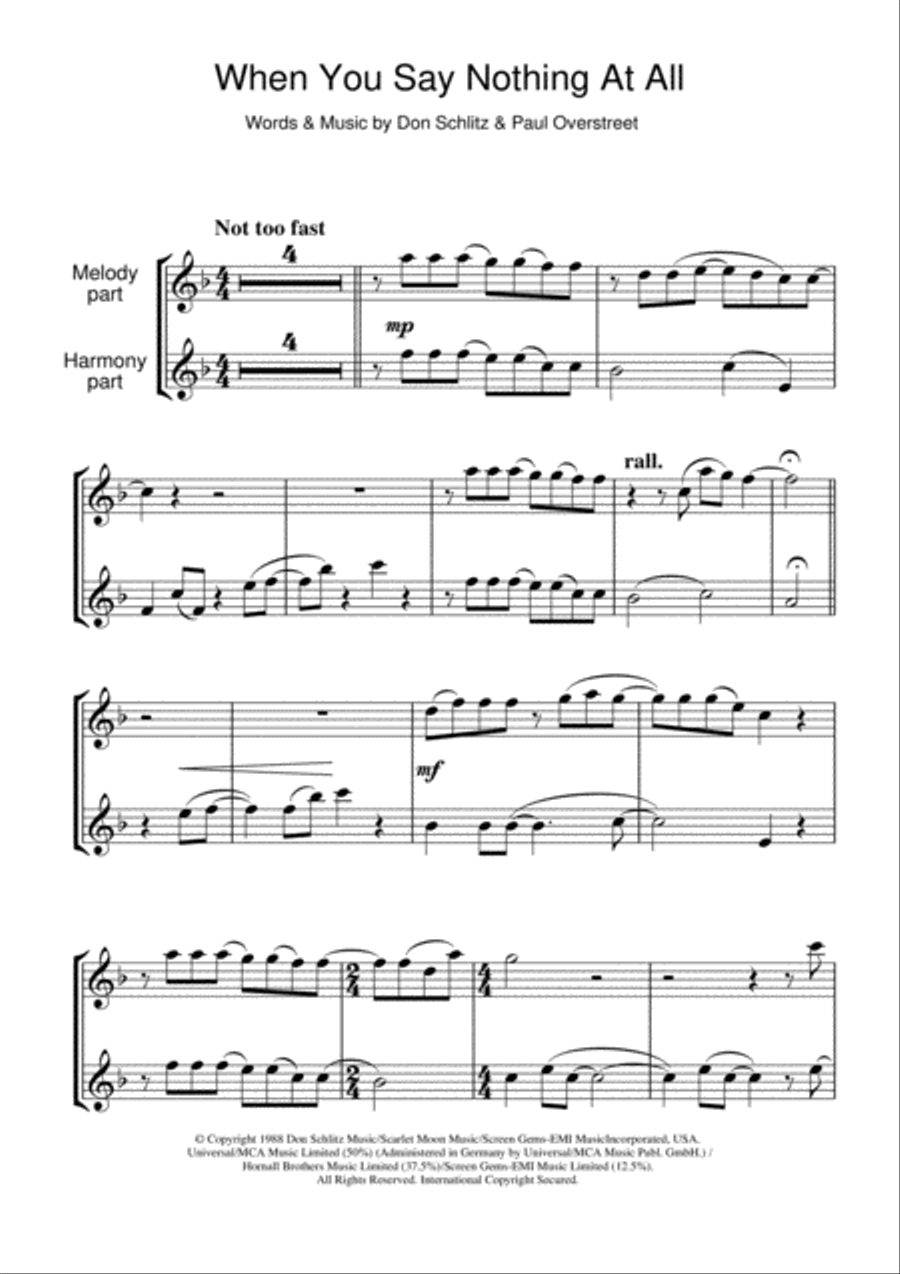 When You Say Nothing At All Flute Solo scores gallery preview page 1