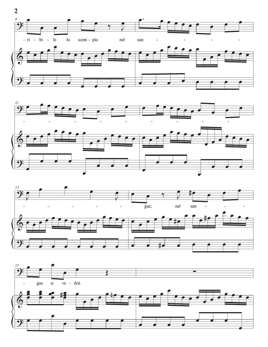 VIVALDI: Orribile lo scempio (transposed to C major) Piano, Vocal scores gallery preview page 3