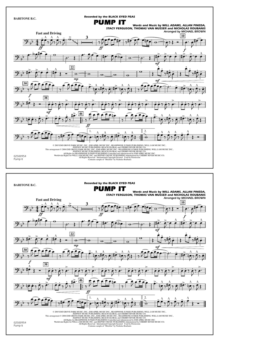 Pump It - Baritone B.C. Pump It - Baritone B.C. Marching Band scores gallery preview page 1