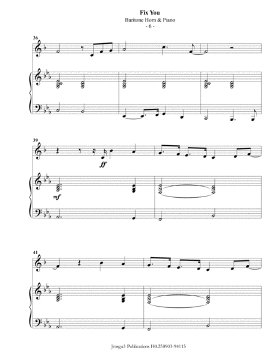 Fix You Baritone Horn TC scores gallery preview page 6