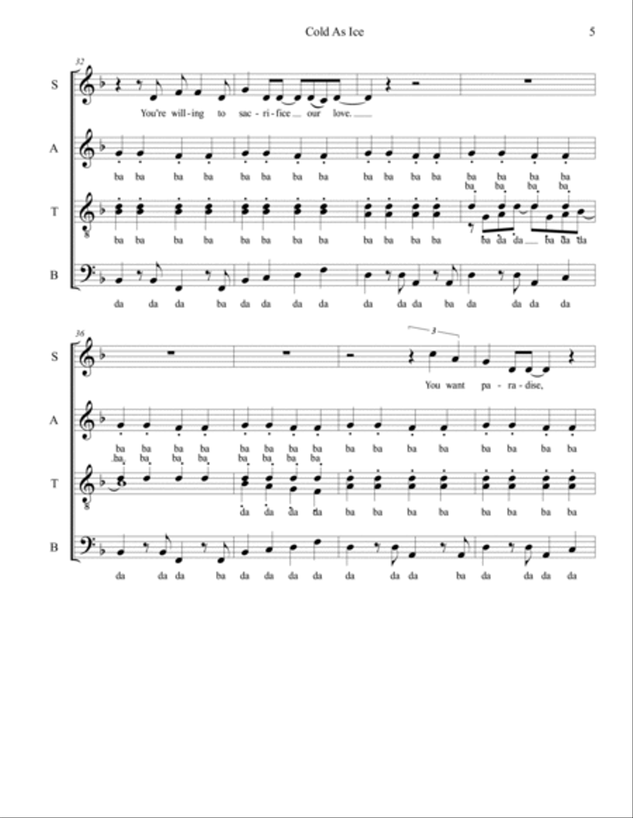 Cold As Ice 4-Part scores gallery preview page 5