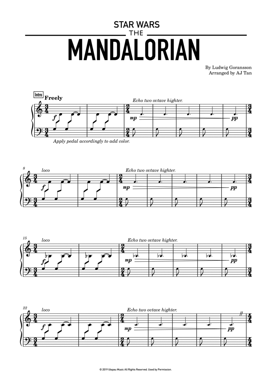 The Mandalorian Easy Piano scores gallery preview page 1
