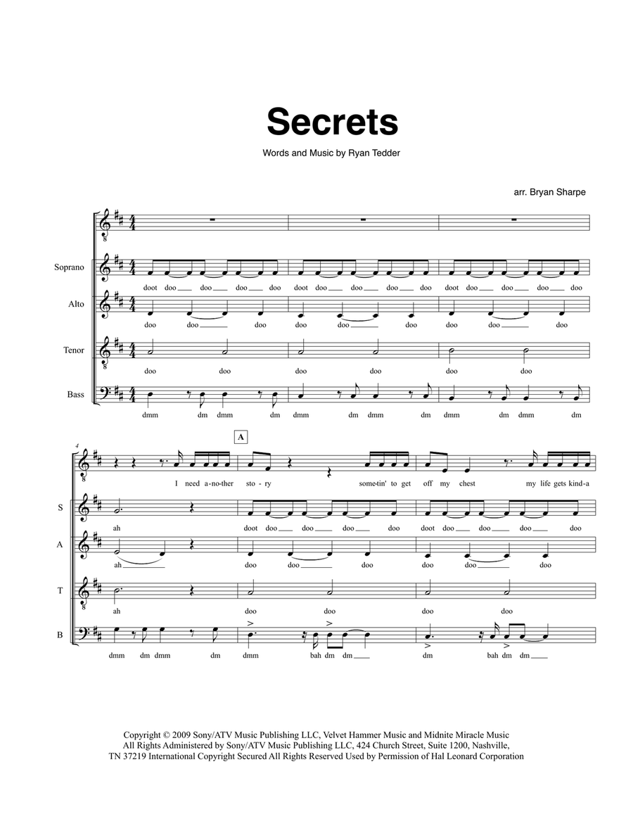 Secrets Secrets 4-Part scores gallery preview page 1