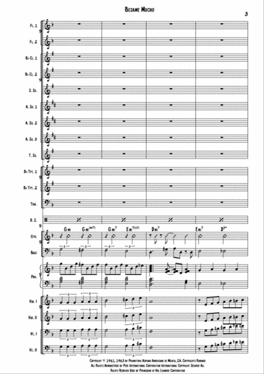 Besame Mucho (Kiss Me Much) Large Ensemble scores gallery preview page 4