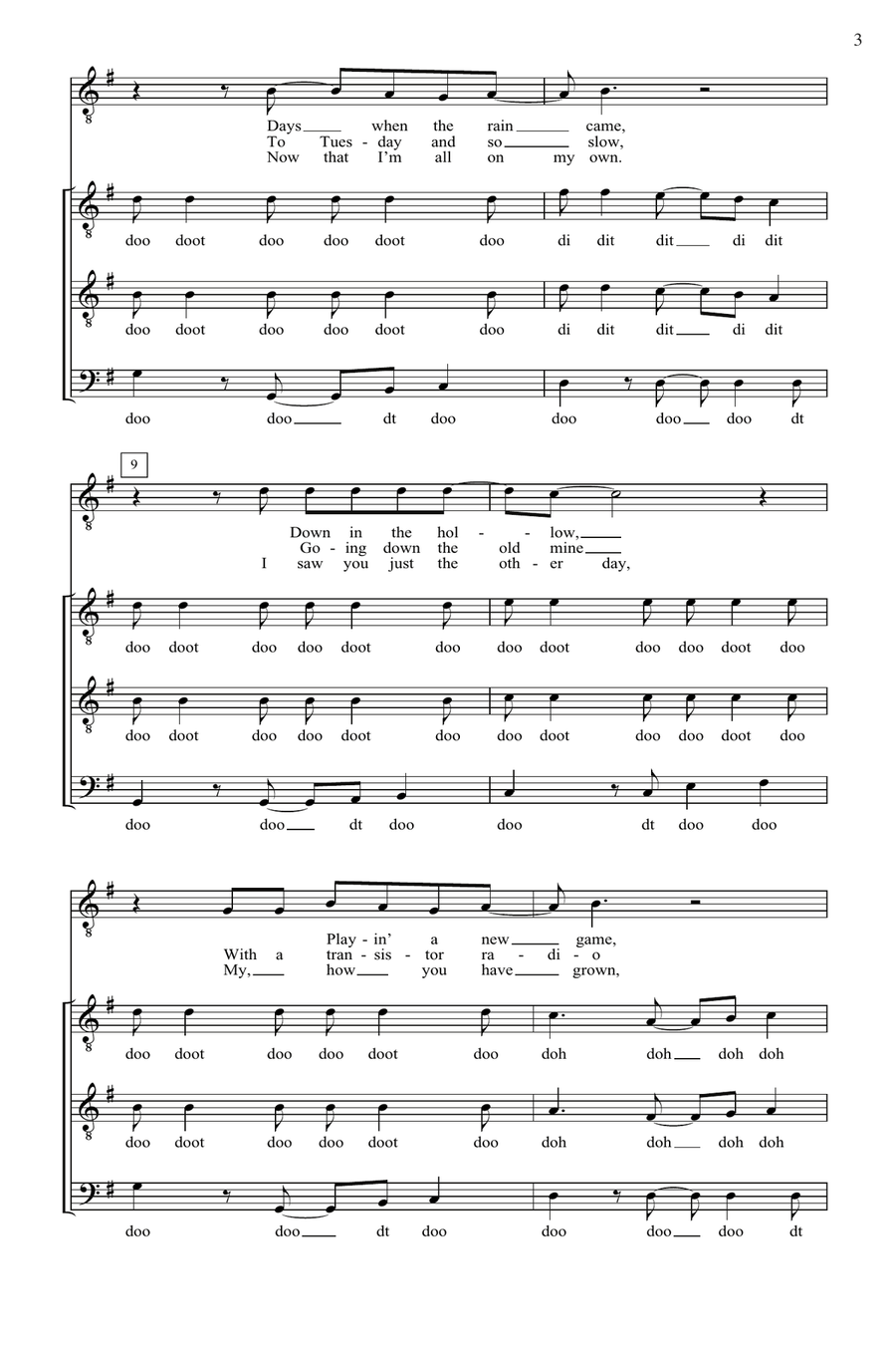 Brown Eyed Girl (arr. Deke Sharon) TTBB scores gallery preview page 2