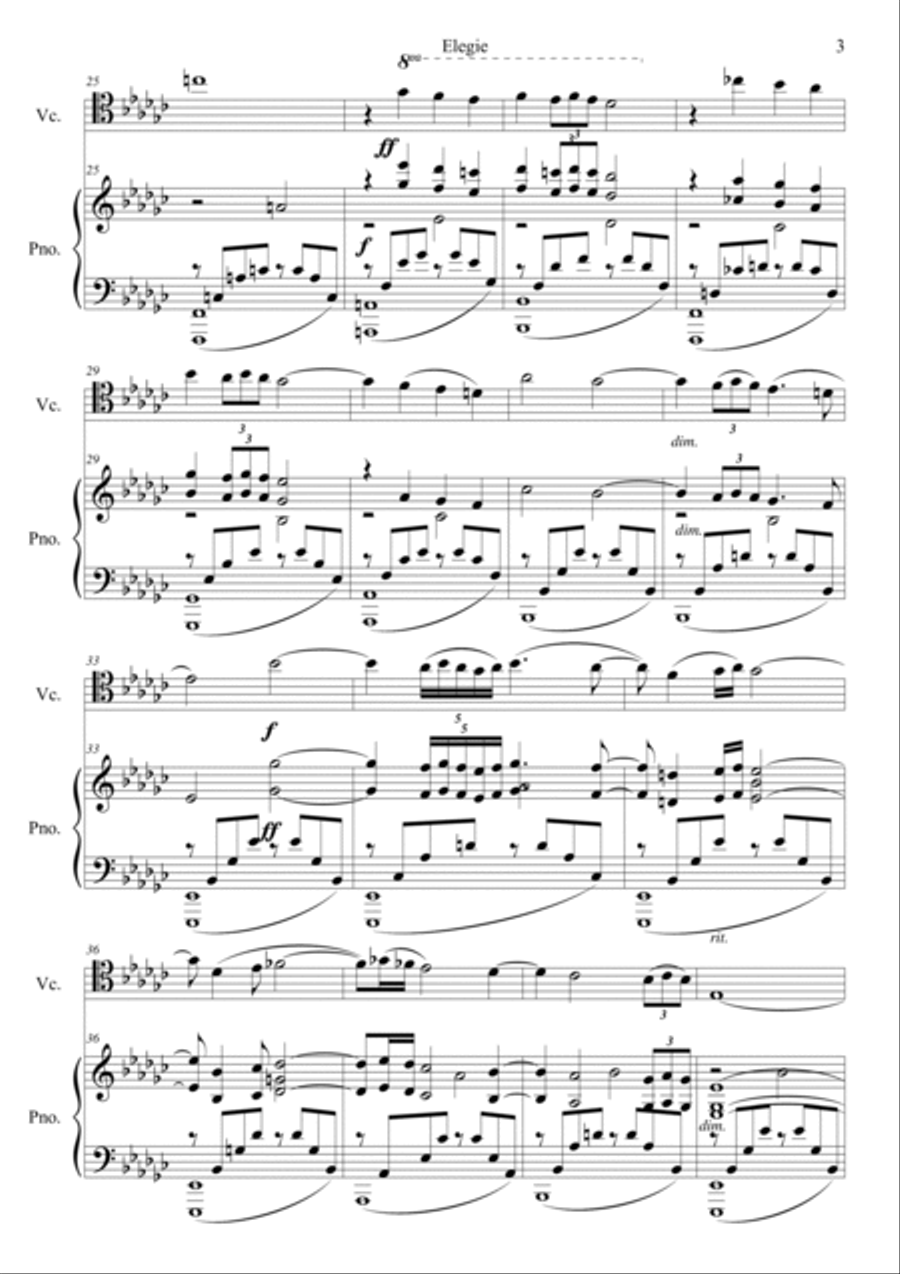 Elegie Op.3 No.1 Piano scores gallery preview page 3