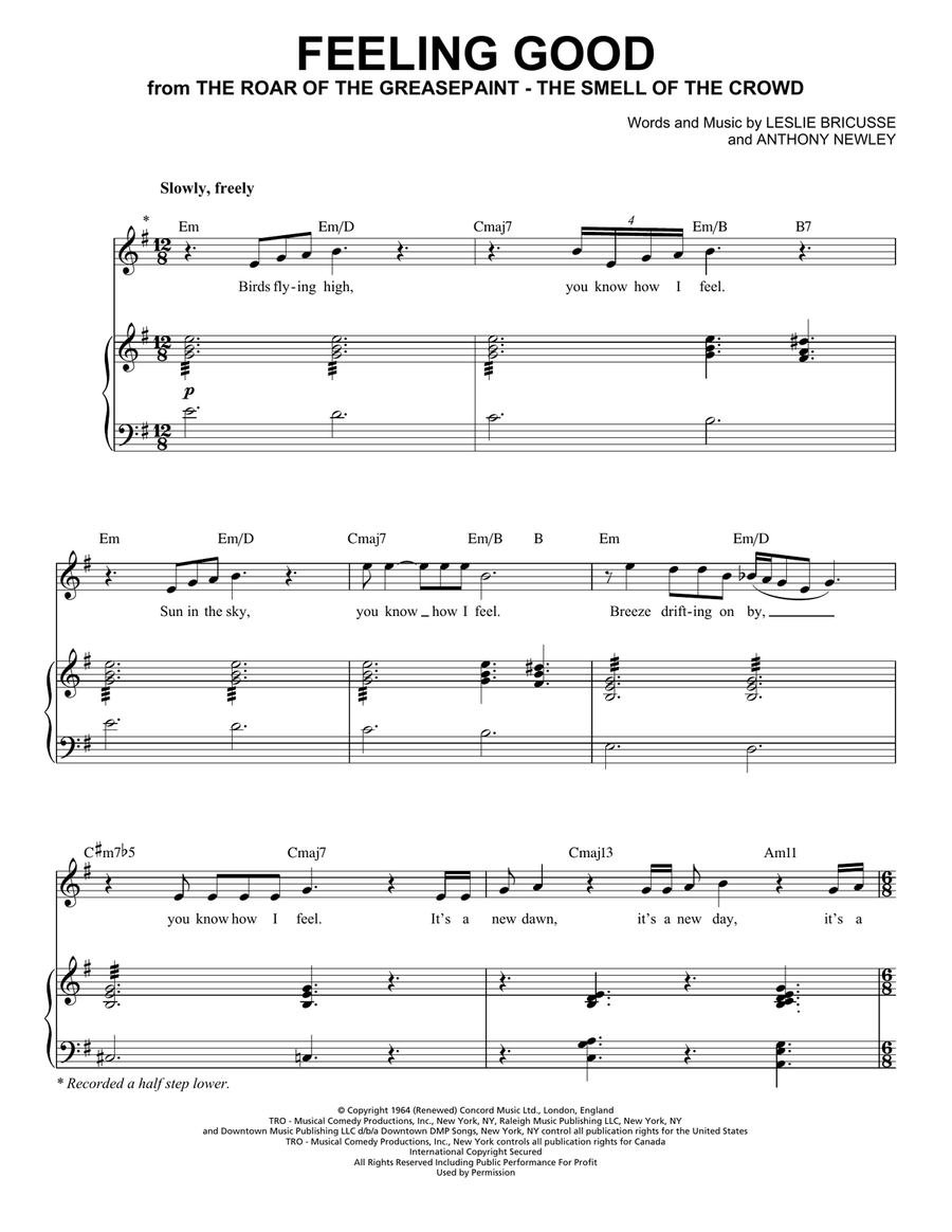 Feeling Good Piano, Vocal scores gallery preview page 1
