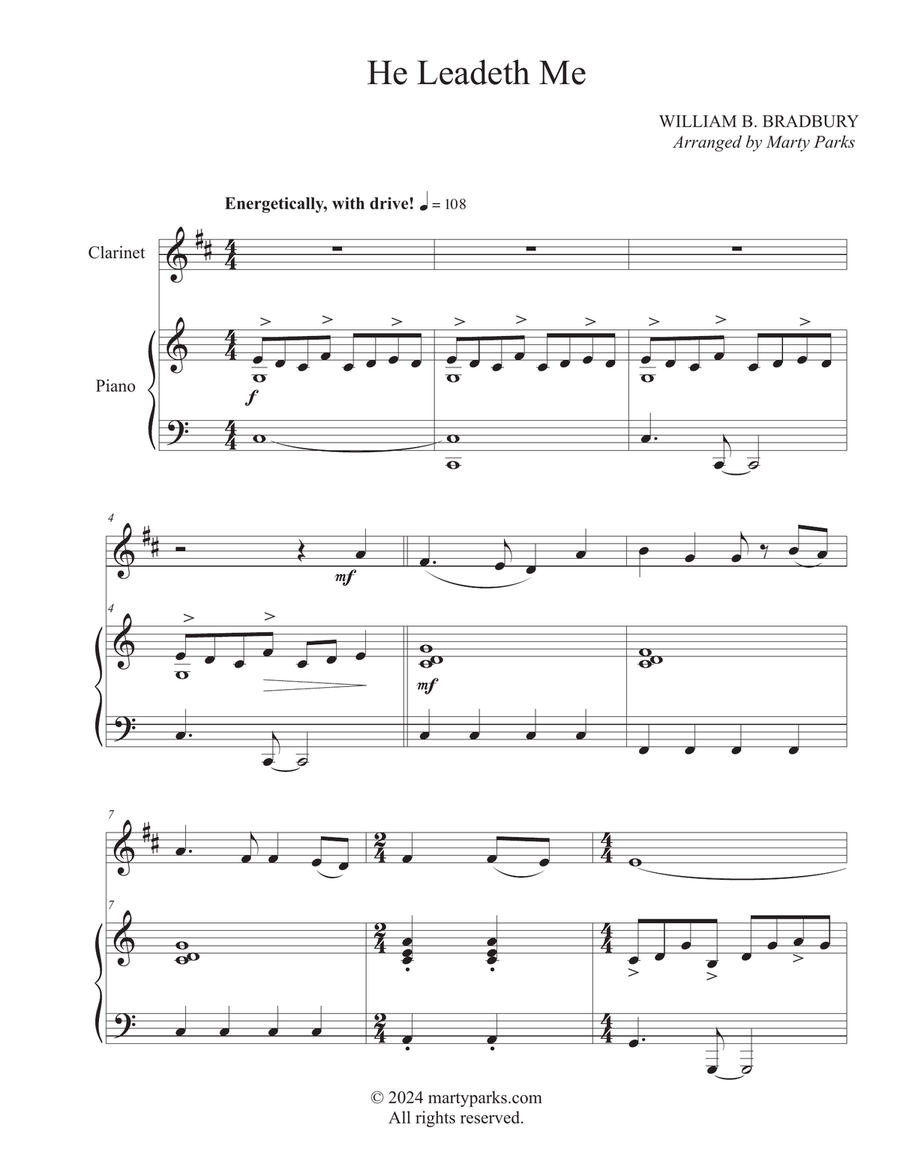 He Leadeth Me (Clarinet-Piano) Clarinet Solo scores gallery preview page 1
