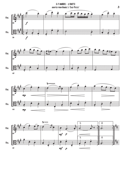 5 Duets for Violin & Viola. Adapted from G F Handel's 'Easy Pieces for Piano' image number null