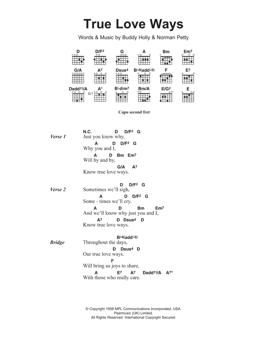 True Love Ways Electric Guitar scores gallery preview page 1