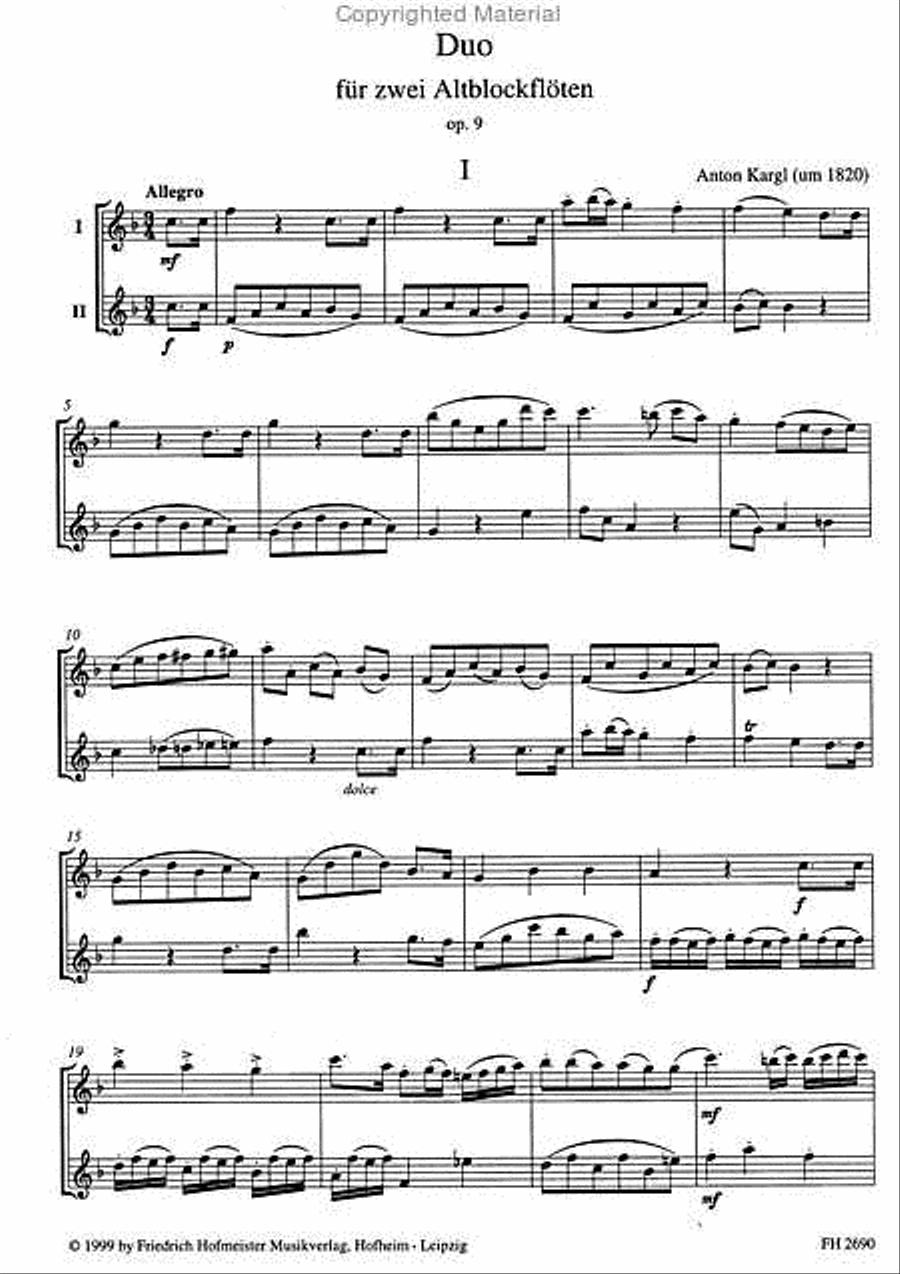 Duo, op. 9 Alto Recorder scores gallery preview page 2