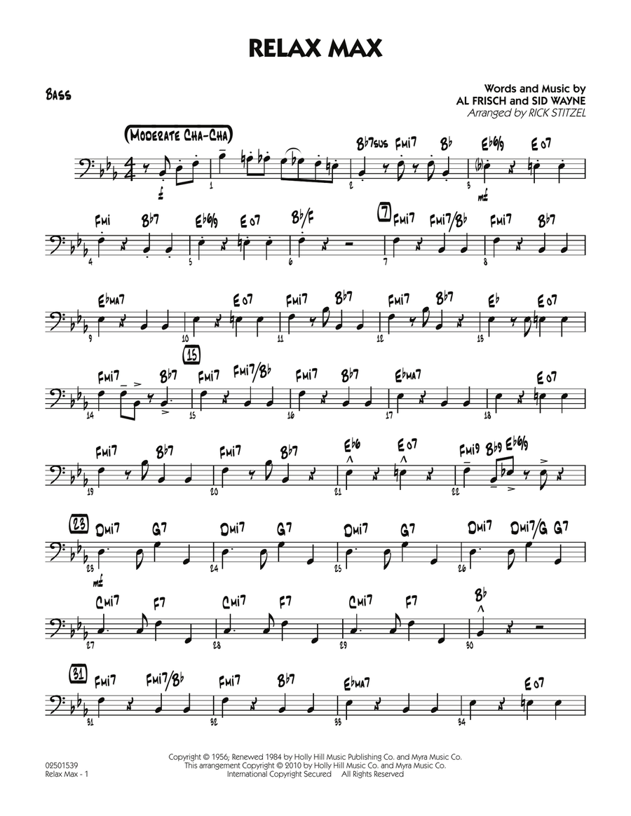 Relax Max (arr. Rick Stitzel) - Bass Jazz Ensemble scores gallery preview page 1