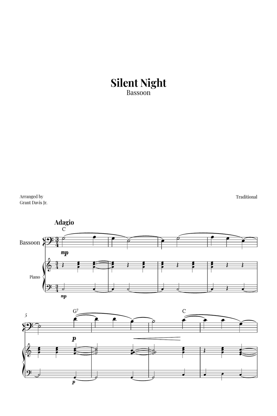 Silent Night Bassoon scores gallery preview page 1