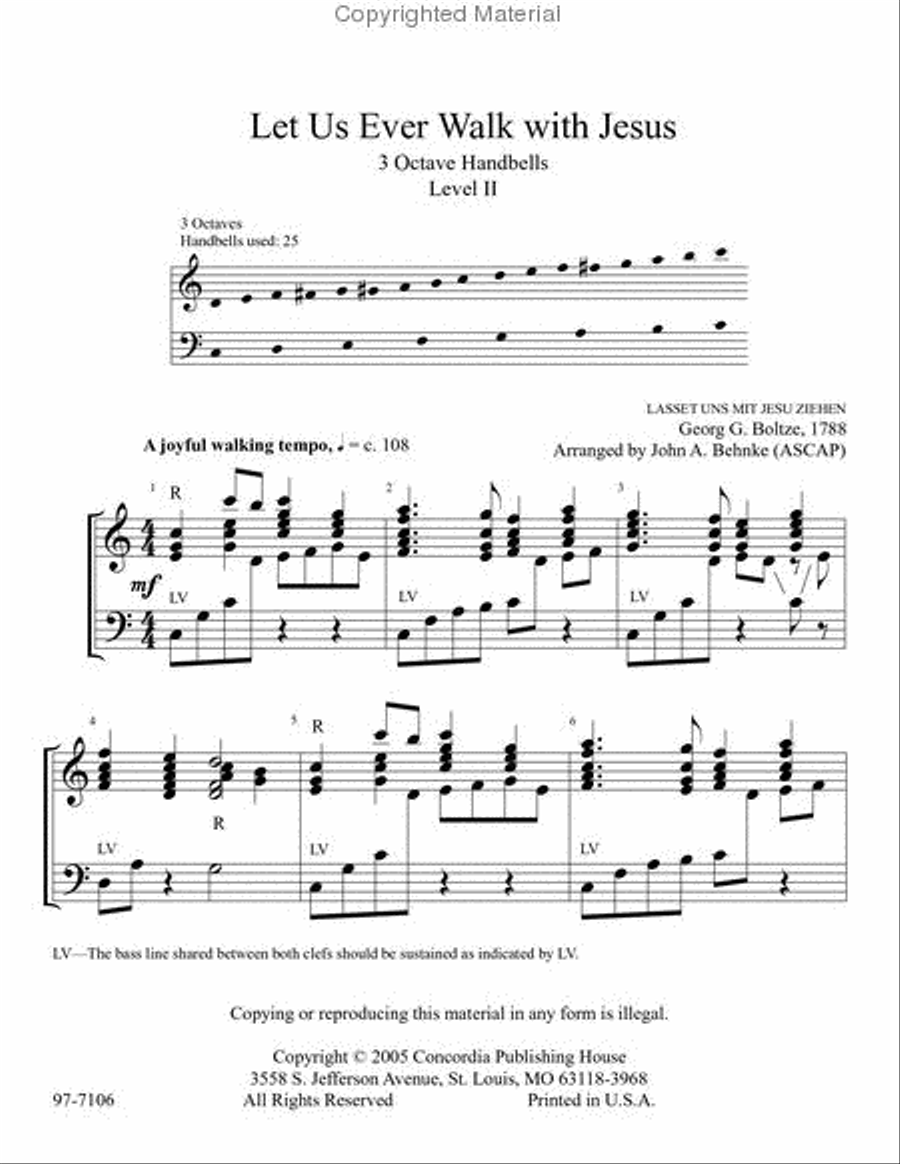 Let Us Ever Walk with Jesus Handbell Choir scores gallery preview page 2