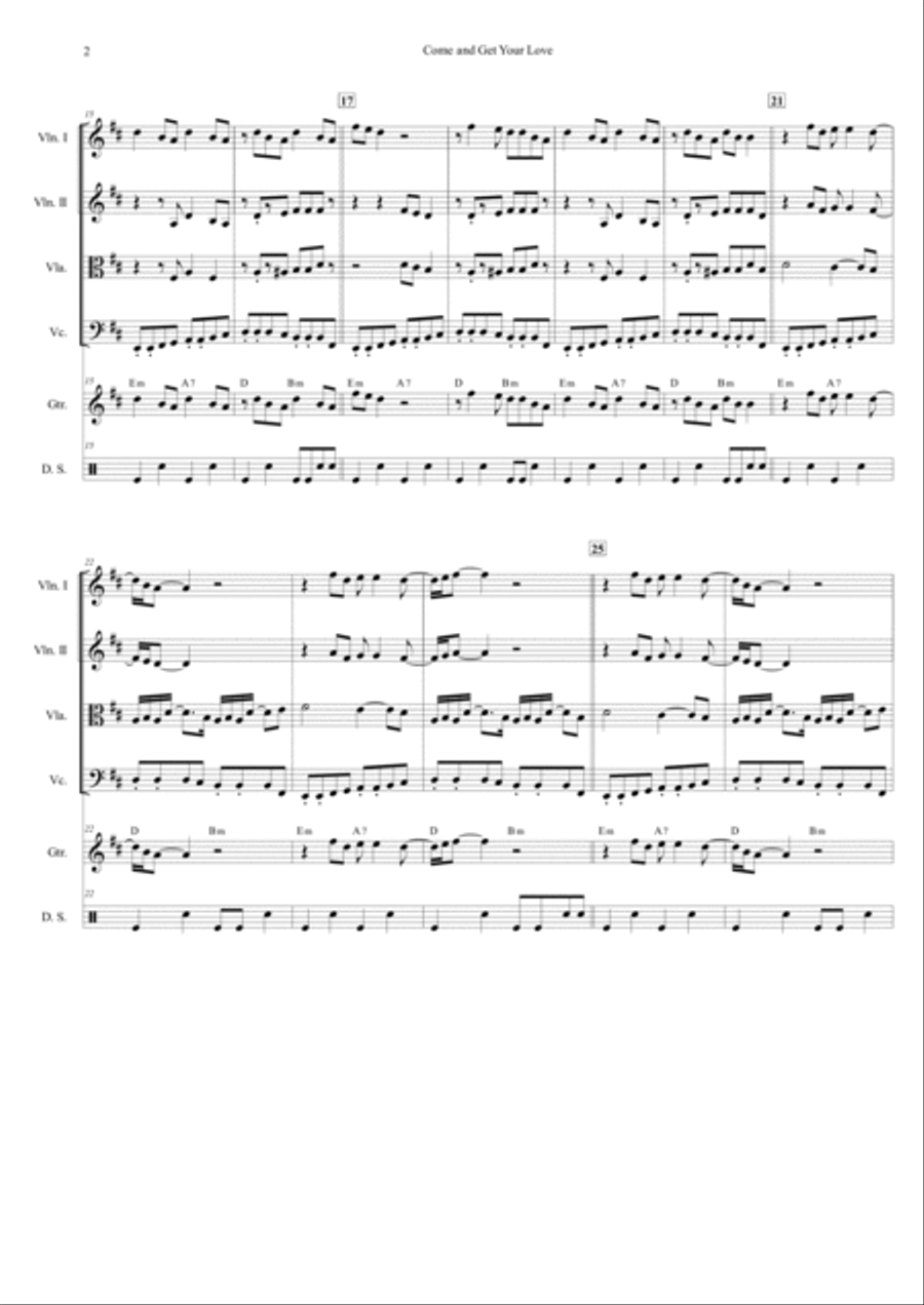 Come And Get Your Love String Quartet scores gallery preview page 3