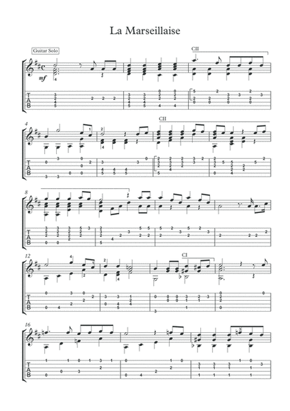 La Marseillaise guitar solo with tablature image number null