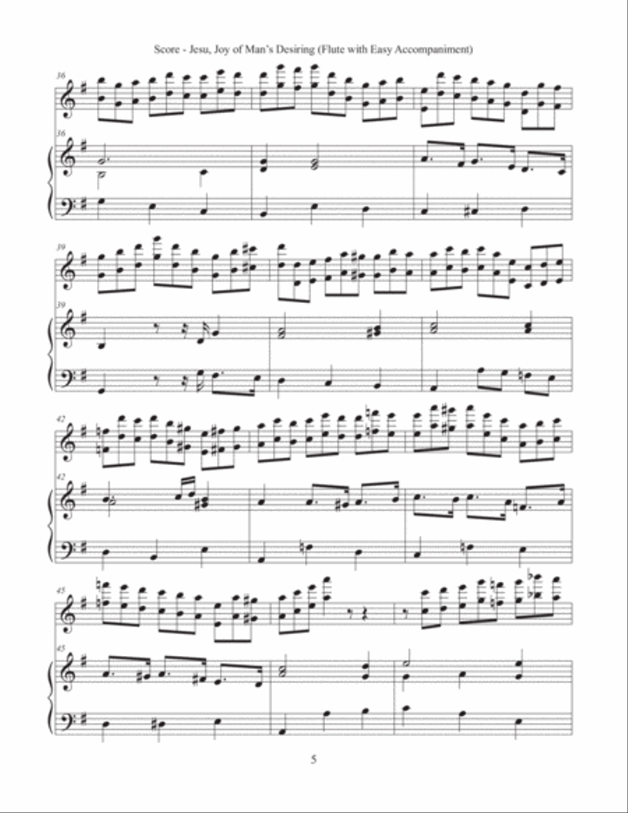 Jesu, Joy of Man’s Desiring (Flute with Easy Accompaniment) Flute Solo scores gallery preview page 5