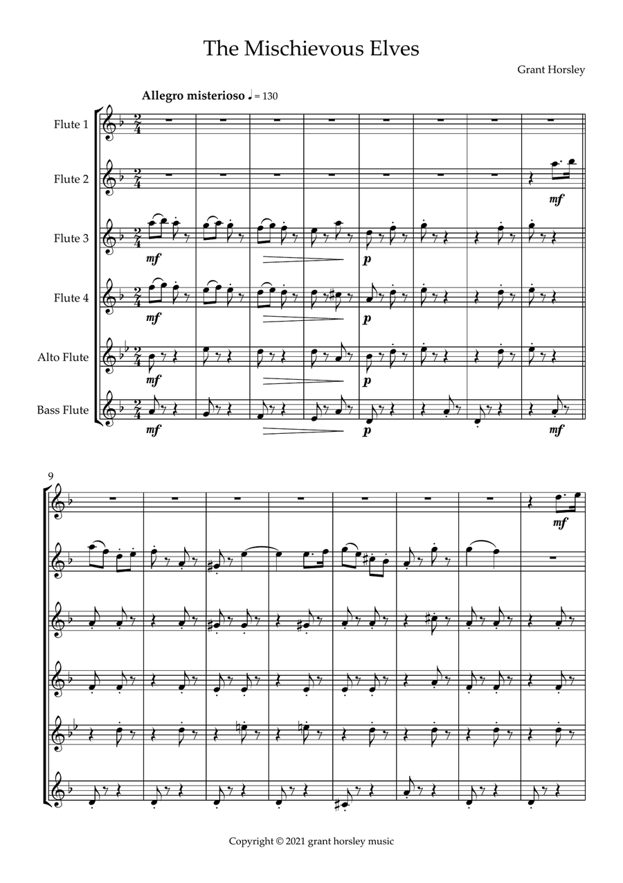 The Mischievous Elves For Flute Choir Flute Choir scores gallery preview page 2