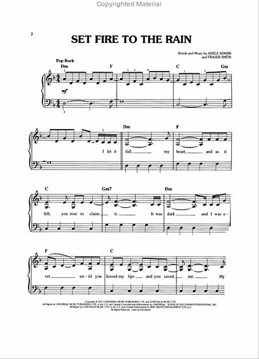 Set Fire to the Rain Easy Piano scores gallery preview page 2