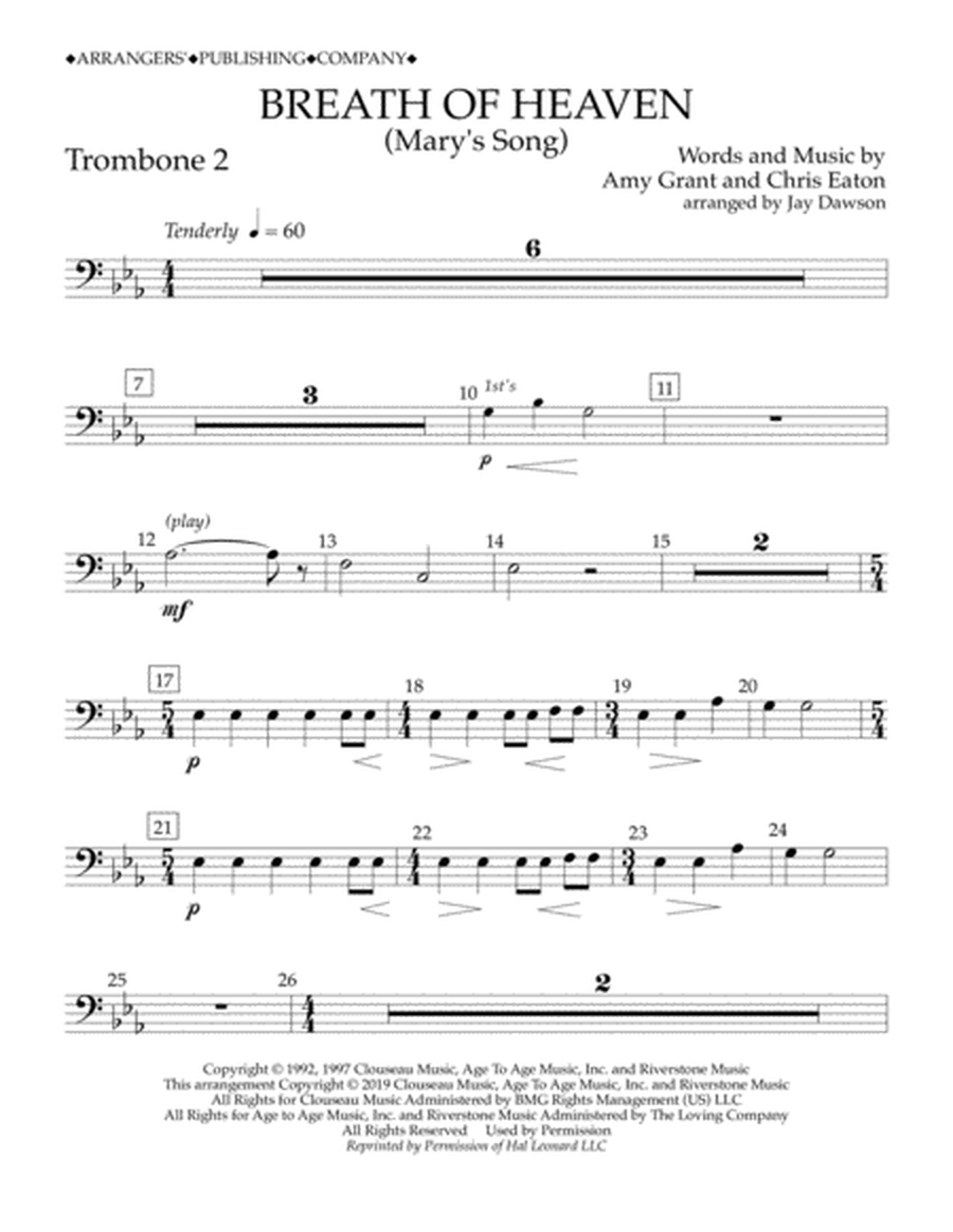 Breath of Heaven (Mary's Song) (arr. Jay Dawson) - Trombone 2