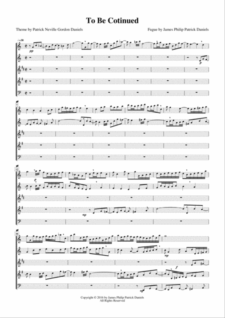 To Be Continued To Be Continued Woodwind Quartet scores gallery preview page 1