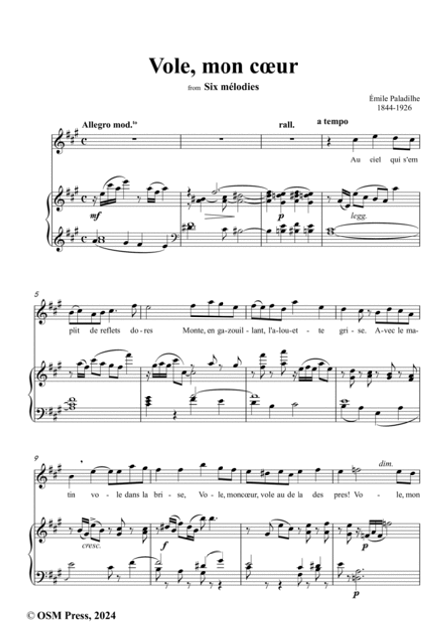 Paladilhe-Vole,mon cœur,in A Major Voice scores gallery preview page 2