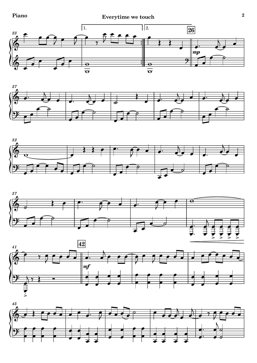 Everytime We Touch Easy Piano scores gallery preview page 2