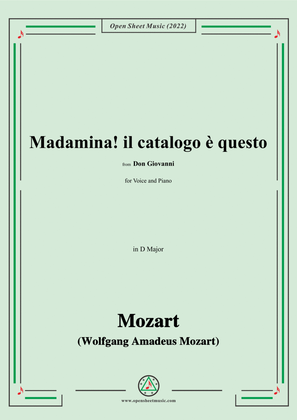 Book cover for Mozart-Madamina!il catalogo è questo,from 'Don Giovanni,K.527',for Voice and Piano