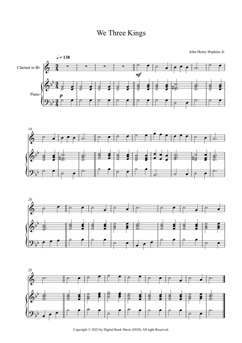 We Three Kings - John Henry Hopkins Jr. (Clarinet + Piano) image number null