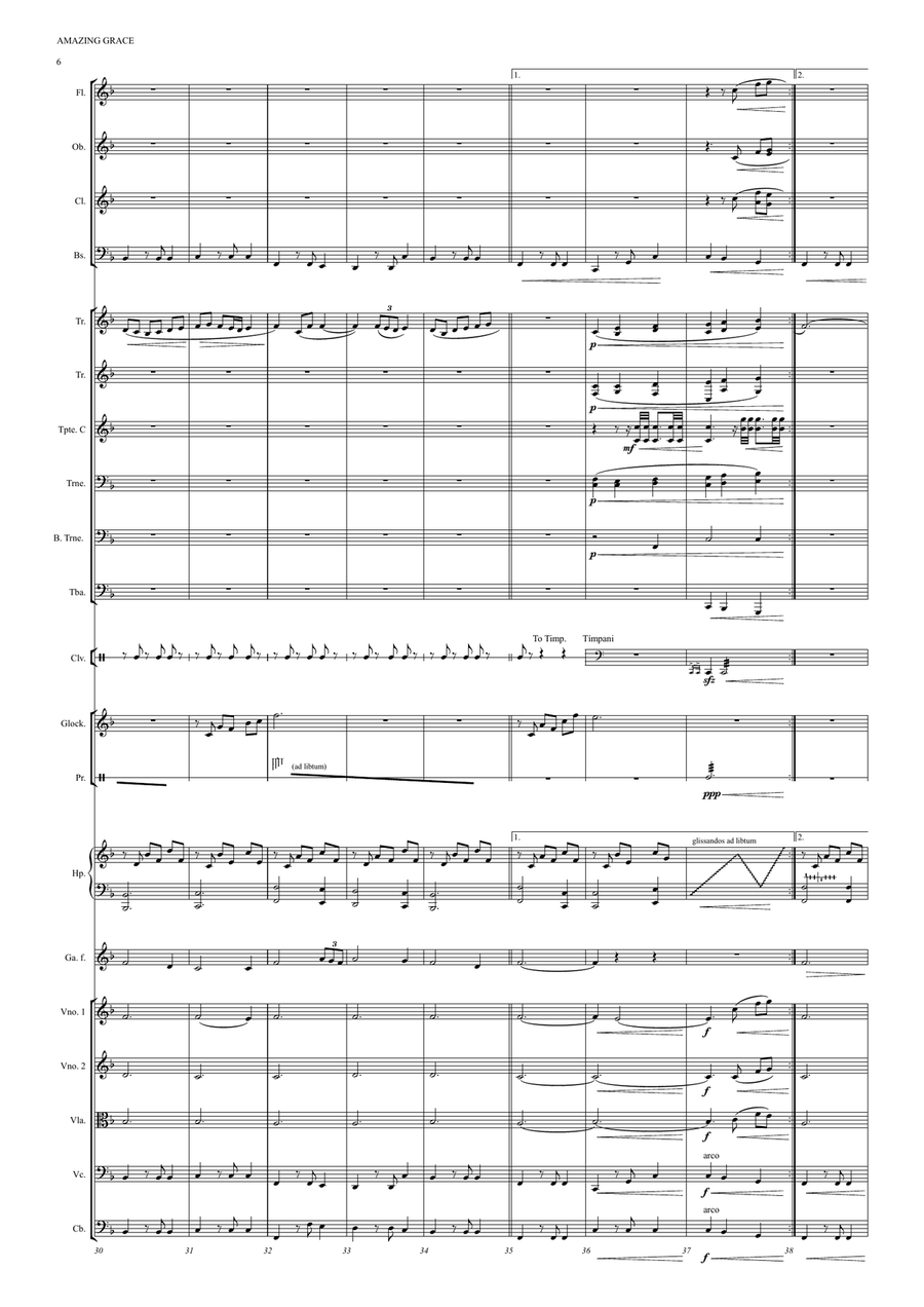 AMAZING GRACE for BAGPIPE and ORCHESTRA Full Orchestra scores gallery preview page 6