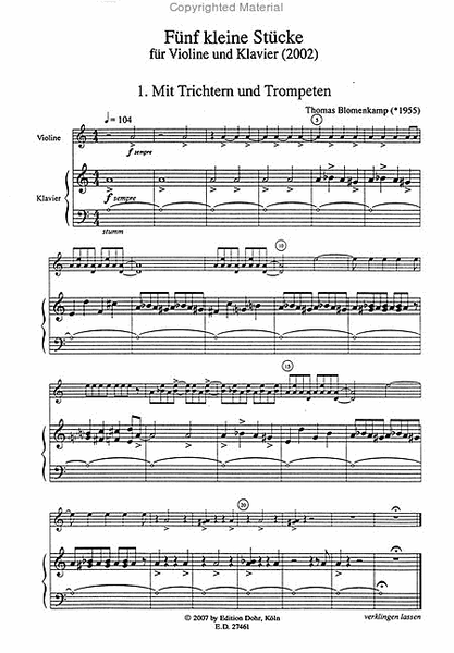 Fünf kleine Stücke für Violine und Klavier (2002)